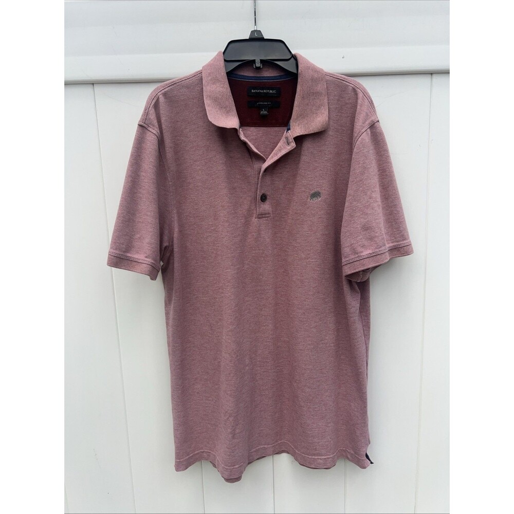 Banana Republicans Men’s Large Polo Pink Red Short Sleeve Cotton